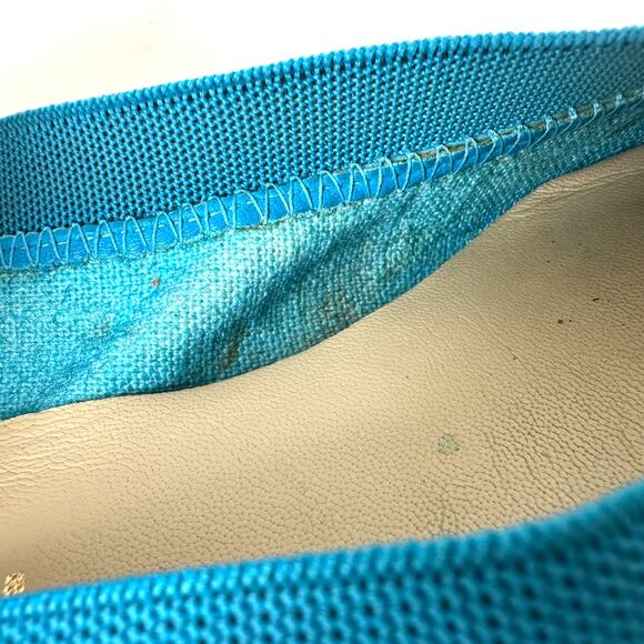 CHANEL Camellia Turquoise Leather Cork Cap Toe CC Logo Ballet Flats IT 37.5 C - Picture 14 of 16